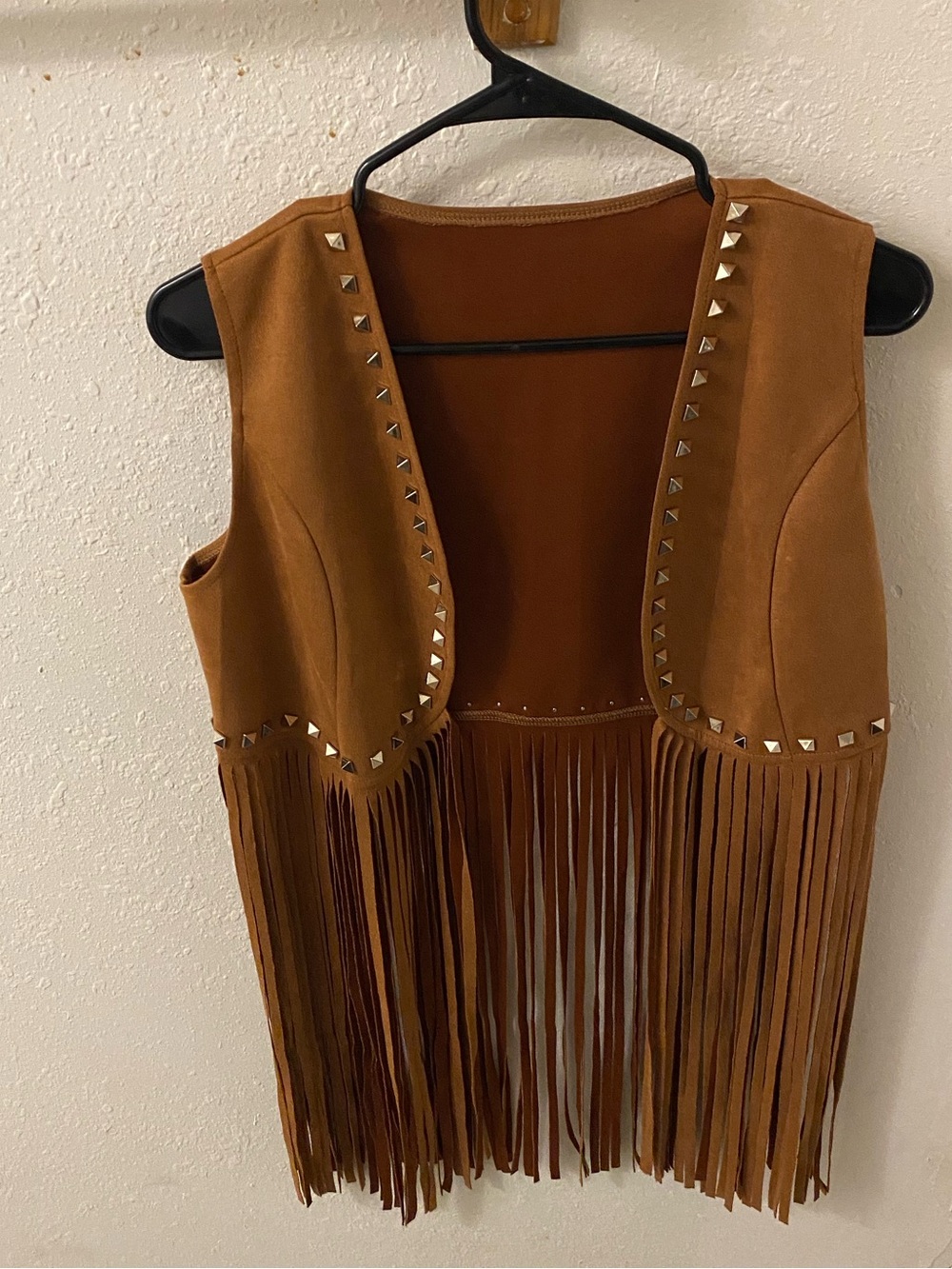 Women’s Brown Fringe Vest with Stud Detail - Brand Unspecified